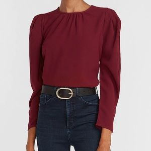 Express Puff Sleeve Top Wine Size: SM